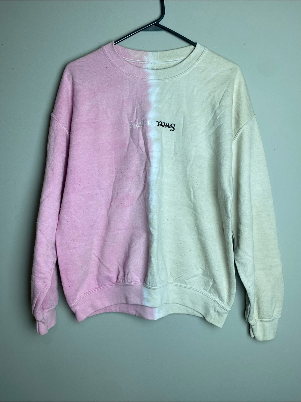 Ariana Grande Tie-Dye Pink and Cream Crewneck Sweatshirt